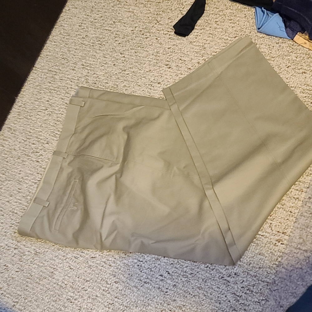 Men's dark khaki Flat front dress Chino pant